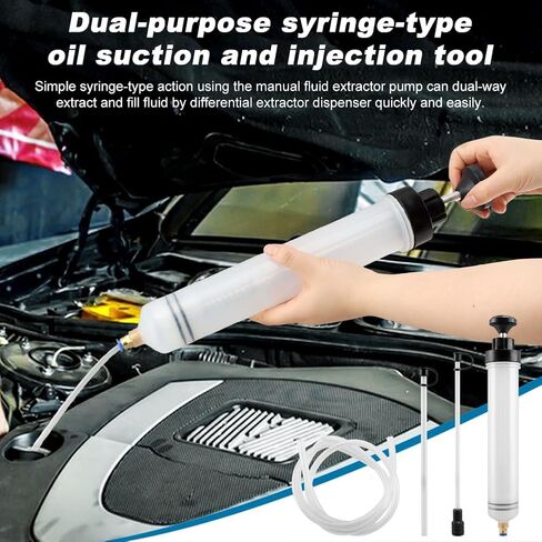 مضخة نقل الزيت اليدوية لنقل السوائل مع خرطوم مطاطي 23.6 بوصة لشفط سائل فرامل وقود السيارات (500 CC) in Kuwait