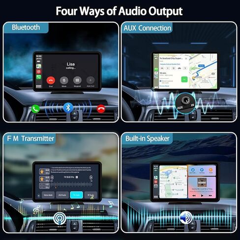 ستيريو سيارة Carplay لاسلكي محمول من Eleacc، كاميرا تعمل باللمس عالية الدقة مقاس 7 بوصات متوافقة مع Apple CarPlay وAndroid Auto للسيارة مع وصلة مرآة/كاميرا احتياطية/Siri/Bluetooth/الملاحة لجميع المركبات in Kuwait