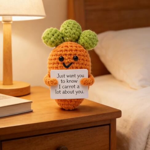 Encouragement Support Vegetables and Fruits Knitted Dolls with Positive Card- 5PCS Handmade Emotional Gift Creative Cute Crochet Doll Cheer Up Gift for Friends, Parties Room Decoration in Saudi Arabia
