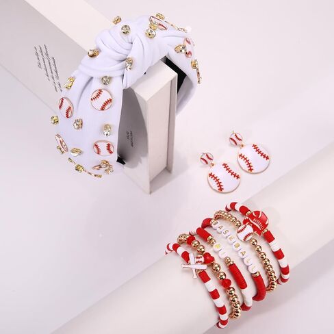 mokkia لعبة يوم البيسبول كرة السلة كرة القدم عصابات للنساء تكويم هيشي أساور الصداقة تتدلى الأقراط الرياضية أمي لعبة يوم ملابس مجوهرات اكسسوارات الهدايا (نمط أ) in Kuwait