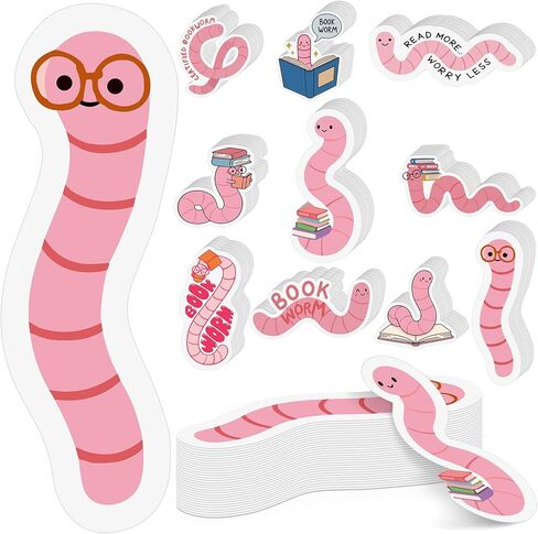Ctosree 100 Pcs Pink Worm Bookmarks Bulk Cute Glitter Gummy Holographic Book Worm Bookmark for Book Lovers Bookworm Fun Readers Adults Teacher Funny Gift Bookish Party Favors in Saudi Arabia