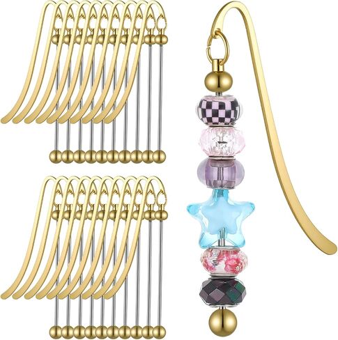 Beadable Bookmarks 20pcs Beaded Bookmark DIY Metal Blank Bar Bulk for Beads Craft Jewelry Pendant Charm Gift Modern Beaded for DIY Making Craft Book Lover Student Teacher Office Supply Beading Mark in Saudi Arabia