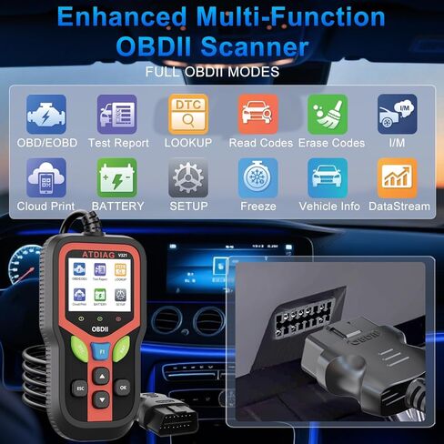OBD2 Scanner Diagnostic Tool, Check Engine Lights and Clear Vehicle Trouble Code, Battery Start Test, Live Data, Cloud Printing, Freeze Frame, Car Scanner for All OBDII Vehicles Since 1996 in Saudi Arabia