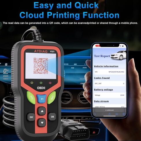 OBD2 Scanner Diagnostic Tool, Check Engine Lights and Clear Vehicle Trouble Code, Battery Start Test, Live Data, Cloud Printing, Freeze Frame, Car Scanner for All OBDII Vehicles Since 1996 in Saudi Arabia