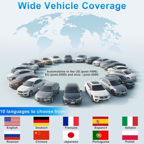 OBD2 Scanner Diagnostic Tool, Check Engine Lights and Clear Vehicle Trouble Code, Battery Start Test, Live Data, Cloud Printing, Freeze Frame, Car Scanner for All OBDII Vehicles Since 1996 in Saudi Arabia