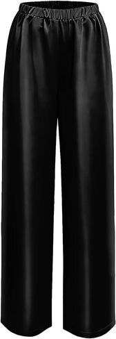 Silk Pants for Women Casual Elastic High Waisted Wide Leg Womens Satin Pants in Saudi Arabia