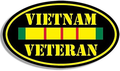 Magnet 3x5 inch Oval Vietnam Veteran Sticker - Decal Army Vet Military Ribbon Bumper Magnetic Magnet Vinyl Sticker in Saudi Arabia