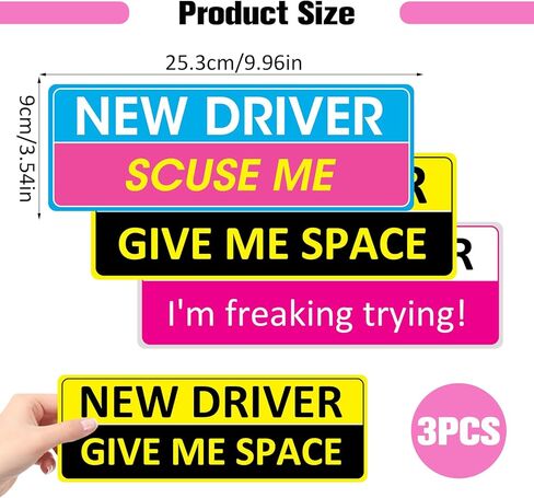 3pcs New Driver Sticker Magnet for Car,Learner Driver Sign,Safety Sign Car Student Drivers Stickers Supplies,Accessories Bumper Removable Novice Stickers in Kuwait