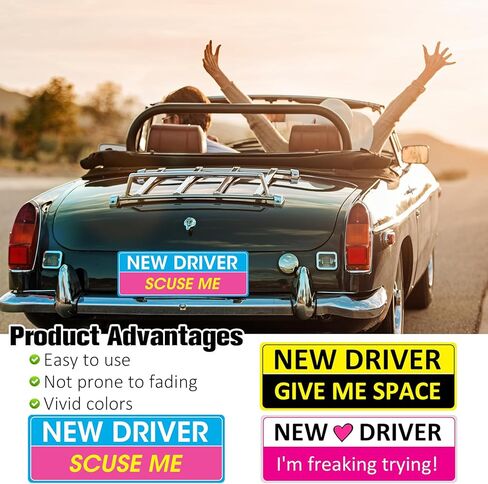 3pcs New Driver Sticker Magnet for Car,Learner Driver Sign,Safety Sign Car Student Drivers Stickers Supplies,Accessories Bumper Removable Novice Stickers in Kuwait
