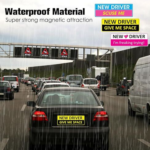 3pcs New Driver Sticker Magnet for Car,Learner Driver Sign,Safety Sign Car Student Drivers Stickers Supplies,Accessories Bumper Removable Novice Stickers in Kuwait