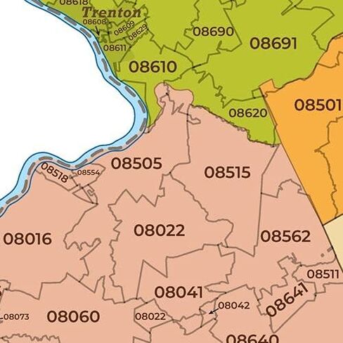 New Jersey ZIP Code Map with Counties - Standard - 36" x 55" Laminated in Saudi Arabia