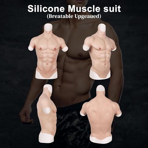 CUAIBB Silicone Muscle Suit Realistic Fake Abs Muscle Chest Suit Simulation Skin suit For Cosplay Transgende in Kuwait