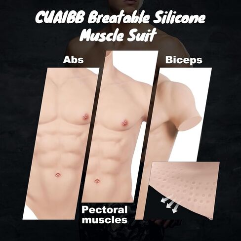 CUAIBB Silicone Muscle Suit Realistic Fake Abs Muscle Chest Suit Simulation Skin suit For Cosplay Transgende in Kuwait