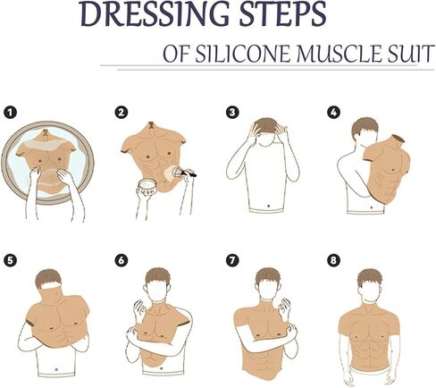 CUAIBB Silicone Muscle Suit Realistic Fake Abs Muscle Chest Suit Simulation Skin suit For Cosplay Transgende in Kuwait