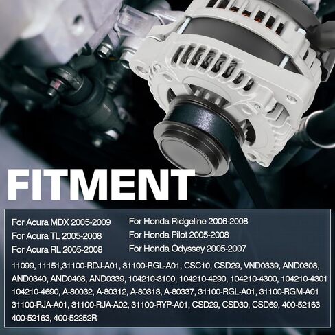 11151,31100-RDJ-A01 130Amp Alternator for Acura MDX 2005-2009,for Acura TL/RL 2005-2008,for Honda Ridgeline 2006-2008,for Honda Pilot 2005-2008,for Honda Odyssey 2005-2007 11099,31100-RGL-A01 in Kuwait