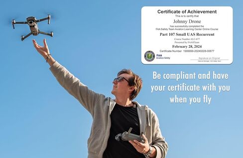 Part 107 Small UAS Recurrent Certificate of Achievement hard-copy of your card in Saudi Arabia