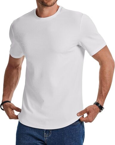 JMIERR Men Textured Knit T-Shirts Casual Stretch Ribbed Short Sleeve Shirt Gym Workout Athletic Tee Shirts in Saudi Arabia