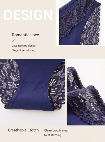 ملابس داخلية بكيني نسائية مزخرفة بالدانتيل، ملابس داخلية رومانسية بطباعة زهور مسامية، لباس داخلي ناعم ومريح للاستخدام اليومي in Kuwait