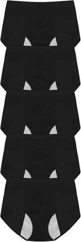 ملابس داخلية نسائية من RUNYA ملابس داخلية نسائية قطنية عالية الخصر ناعمة بتغطية كاملة 5 أسود (2X-Large) in Kuwait