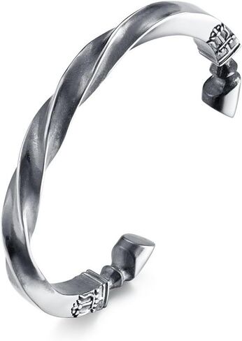 سوار عزم دوران على شكل حدوة حصان من الفولاذ التيتانيوم من كيمستون للرجال - تصميم ملتوي مفتوح الكفة in Kuwait