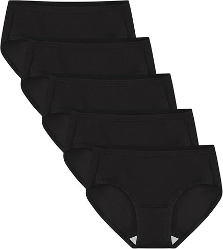 5 Women's BALCK Cotton Underwear Mid Waisted Full Coverage Ladies Panties,Medium in Saudi Arabia