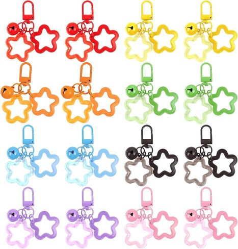 40PcsAcrylicStarKeychain with Metal Lobster Colorful StarsSprayPrintedClaspPendantsKeychains for Women in Saudi Arabia