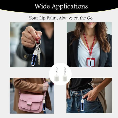 【عبوة من 4 قطع】حامل غطاء مرطب الشفاه مع سلسلة مفاتيح، غطاء بديل محمول متوافق مع مرطب الشفاه الأصلي بوزن 0.15 أونصة، تصميم مانع للتسرب، لا تفقد ملمع الشفاه مرة أخرى in Kuwait