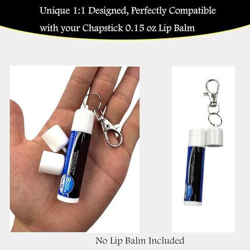 【عبوة من 4 قطع】حامل غطاء مرطب الشفاه مع سلسلة مفاتيح، غطاء بديل محمول متوافق مع مرطب الشفاه الأصلي بوزن 0.15 أونصة، تصميم مانع للتسرب، لا تفقد ملمع الشفاه مرة أخرى in Kuwait