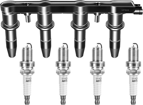 حزمة ملف الإشعال UF620 و4504 وشمعات الإشعال إيريديوم OEM للسيارات المتوافقة مع Chevy Cruze 2011-2015/Sonic 2012-2018/Aveo Aveo5 2009-2011/Pontiac G3 2009-2010 1.6L 1.8L L4 C1646 in Kuwait