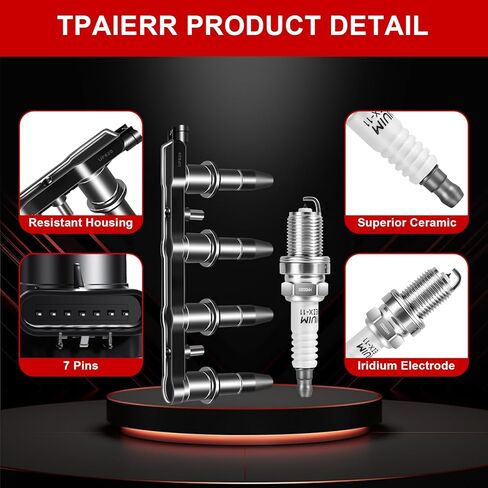 حزمة ملف الإشعال UF620 و4504 وشمعات الإشعال إيريديوم OEM للسيارات المتوافقة مع Chevy Cruze 2011-2015/Sonic 2012-2018/Aveo Aveo5 2009-2011/Pontiac G3 2009-2010 1.6L 1.8L L4 C1646 in Kuwait