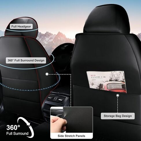 TTX LIGHTING Seat Covers for Car Full Set Fit for Hyundai Kona 2018-2026 Leather Seat Covers Breathable Waterproof Seat Protectors Automotive Seat Cushion with Airbag Compatible (Black) in Kuwait