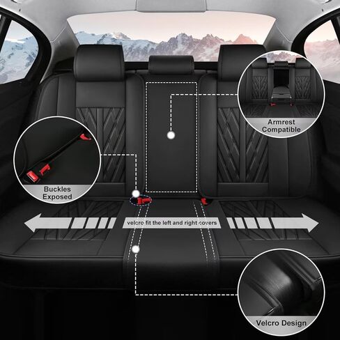 TTX LIGHTING Seat Covers for Car Full Set Fit for Hyundai Kona 2018-2026 Leather Seat Covers Breathable Waterproof Seat Protectors Automotive Seat Cushion with Airbag Compatible (Black) in Kuwait