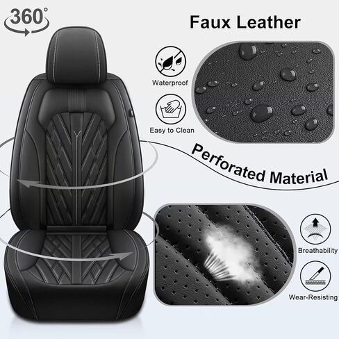 TTX LIGHTING Seat Covers for Car Full Set Fit for Hyundai Kona 2018-2026 Leather Seat Covers Breathable Waterproof Seat Protectors Automotive Seat Cushion with Airbag Compatible (Black) in Kuwait