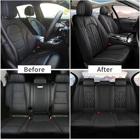 TTX LIGHTING Seat Covers for Car Full Set Fit for Hyundai Kona 2018-2026 Leather Seat Covers Breathable Waterproof Seat Protectors Automotive Seat Cushion with Airbag Compatible (Black) in Kuwait