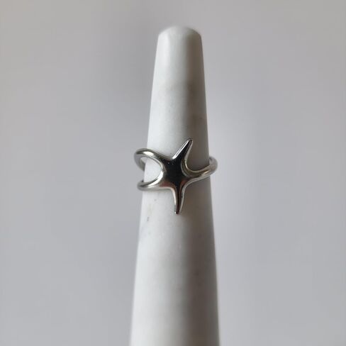 18K Gold Star Adjustable Wrap Ring for Women, Dainty Minimalist Abstract Open Band, Hypoallergenic Celestial Stacking Jewelry Gift in Saudi Arabia