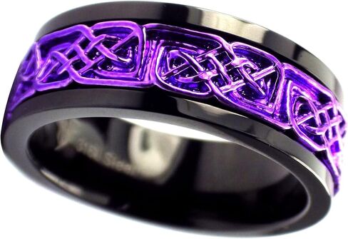 Purple Norse Viking Spinner Ring Womens Mens Black Stainless Steel Celtic Anti Anxiety Band Sizes 3-17 in Kuwait