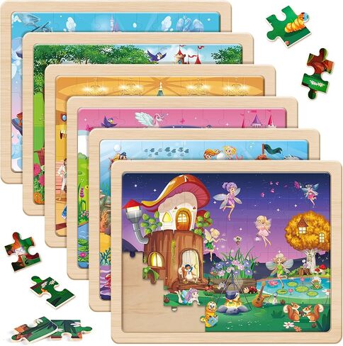 SYNARRY Wooden Vehicle Puzzles for Kids Ages 4-6, 6 Packs 60 PCs Jigsaw Puzzles Preschool Educational Toys Gifts for Children Ages 4-8, Kids Puzzles for 4+ Year Olds Boys Girls, Wood Puzzles Ages 3-10 in Saudi Arabia