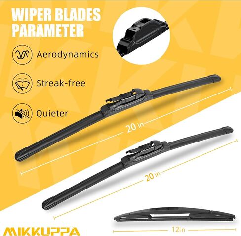 MIKKUPPA 20"+20"+12" استبدال شفرات ممسحة الزجاج الأمامي لسيارة Ford Escape 2008-2012، مجموعة شفرات ممسحة أمامية وخلفية لجميع المواسم (عبوة من 3 قطع) in Kuwait