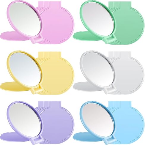 Jetec 18 Pieces Compact Mirrors Bulk Gifts Mini Vintage Pocket Mirrors for Purse Small Portable Folding Round Makeup Stuffs for Travel Daily Use Party Favors Women (Macaron Colors) in Kuwait