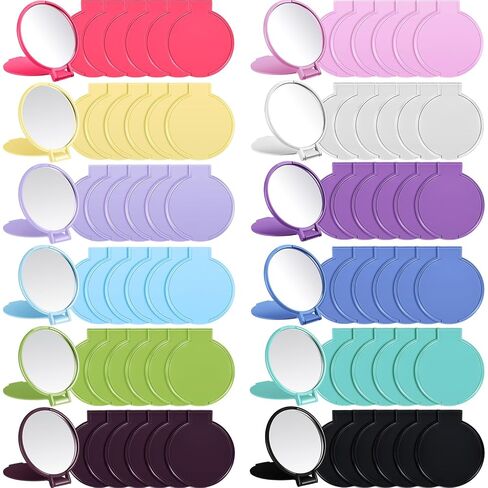 Jetec 18 Pieces Compact Mirrors Bulk Gifts Mini Vintage Pocket Mirrors for Purse Small Portable Folding Round Makeup Stuffs for Travel Daily Use Party Favors Women (Macaron Colors) in Kuwait