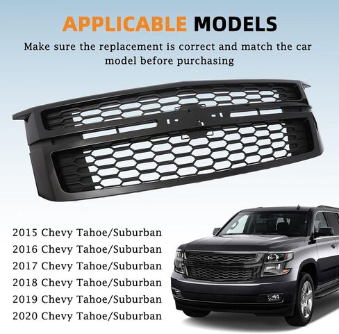 مجموعة شواية المصد الأمامي العلوي من KARPAL باللون الأسود متوافقة مع 2015-2020 Chevy Tahoe/Suburban، استبدل 84724083 23320672 23156311 in Saudi Arabia