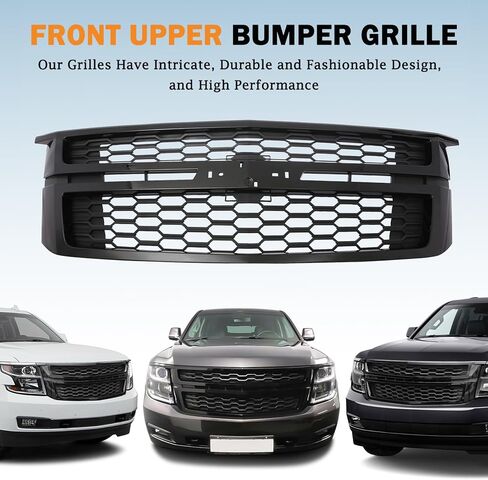 مجموعة شواية المصد الأمامي العلوي من KARPAL باللون الأسود متوافقة مع 2015-2020 Chevy Tahoe/Suburban، استبدل 84724083 23320672 23156311 in Saudi Arabia