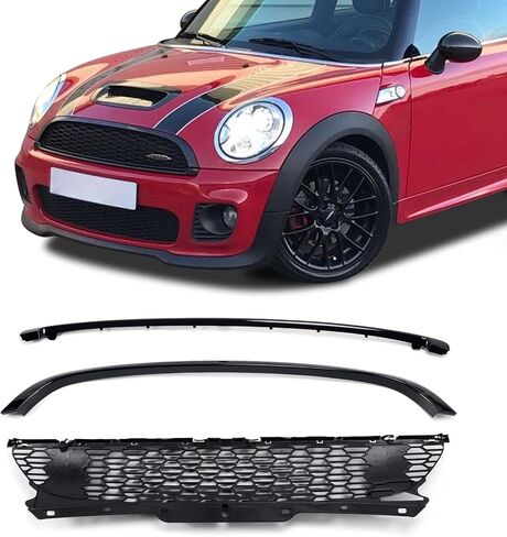 Compatible with Mini Cooper R55 R56 R57 R58 2007 2008 2009 2010 2011 2012 2013 2014 2015 Front Bumper Grille Mesh with Frame Trim Black in Saudi Arabia