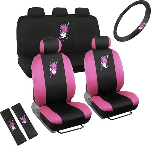 BDK Purple Butterflies Car Seat Covers for Women, Full Set with Steering Wheel Cover and Seat Belt Pads – Front and Rear Seat Covers for Cars with Matching Accessories, Fits Most Car Truck Van SUV in Saudi Arabia