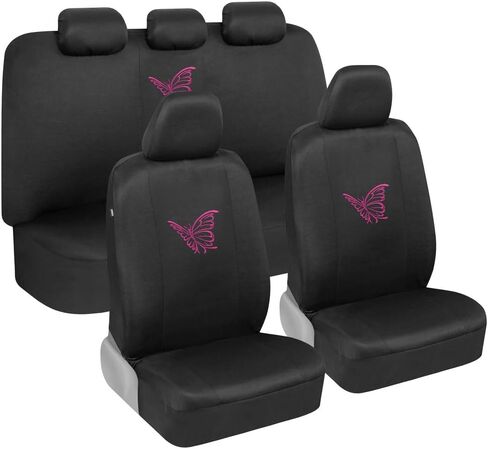 BDK Purple Butterflies Car Seat Covers for Women, Full Set with Steering Wheel Cover and Seat Belt Pads – Front and Rear Seat Covers for Cars with Matching Accessories, Fits Most Car Truck Van SUV in Saudi Arabia