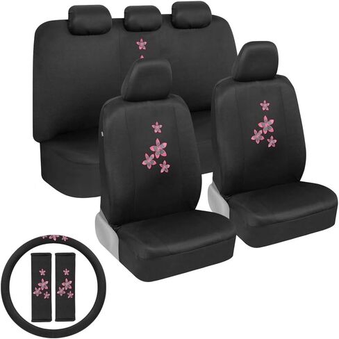 BDK Purple Butterflies Car Seat Covers for Women, Full Set with Steering Wheel Cover and Seat Belt Pads – Front and Rear Seat Covers for Cars with Matching Accessories, Fits Most Car Truck Van SUV in Saudi Arabia