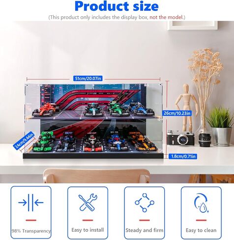 حافظة عرض أكريليك من icuanuty لأبطال Lego Speed ​​وطراز السيارة، صندوق عرض شفاف مقاوم للغبار مع قاعدة سوداء، الكل في واحد، خالي من التثبيت (7.87 × 3.94 × 3.94 بوصة) in Kuwait