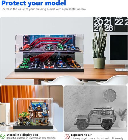 حافظة عرض أكريليك من icuanuty لأبطال Lego Speed ​​وطراز السيارة، صندوق عرض شفاف مقاوم للغبار مع قاعدة سوداء، الكل في واحد، خالي من التثبيت (7.87 × 3.94 × 3.94 بوصة) in Kuwait