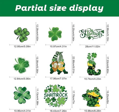 St Patricks Day Window Clings - 9 Sheets Extra Large (7.87x11.81in) Gnome & Shamrock Stickers for Glass, Home, Shop, Kitchen & Office Irish Decor in Saudi Arabia