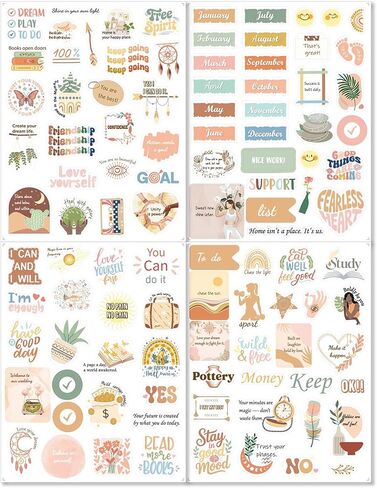 Monthly Calendar Stickers for Planners, Boho Affirmation Planner Stickers, 4 Sheets Aesthetic Designs for Calendars, Journals and Scrapbooks, Holiday Gift for Adults or Decor Daily Tasks in Saudi Arabia